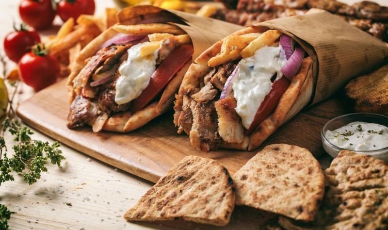 Pita Souvlaki with Gyros or Kalamaki